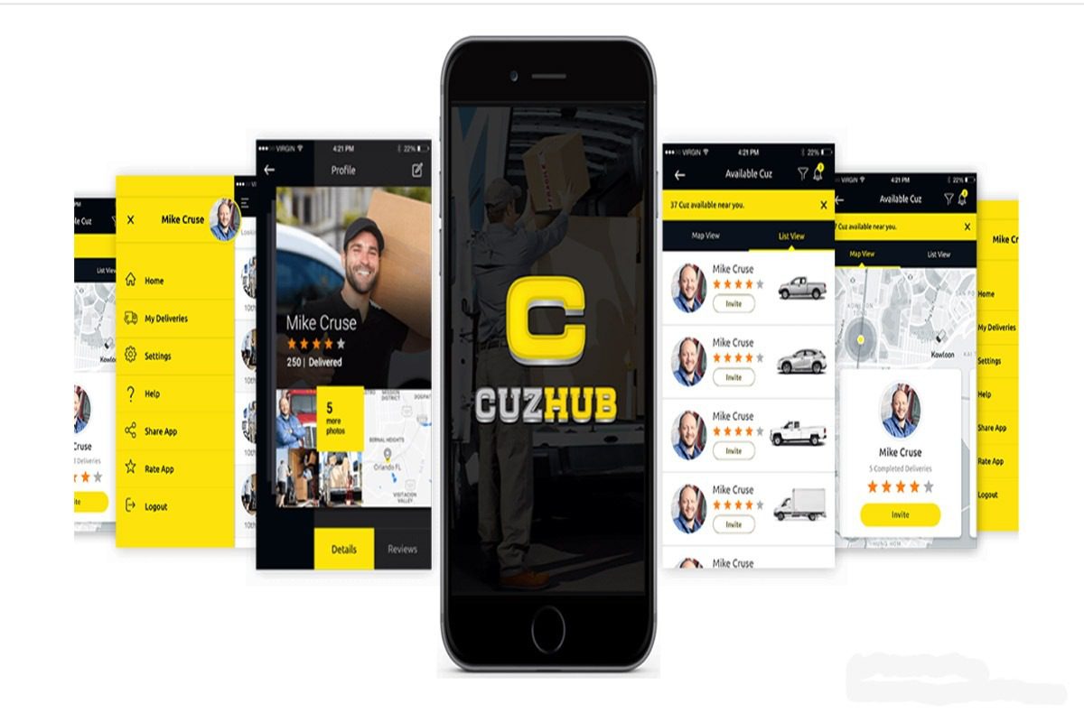 CuzHub moving and delivery mobile app for iOS and Android, rescued and developed by Tecticx