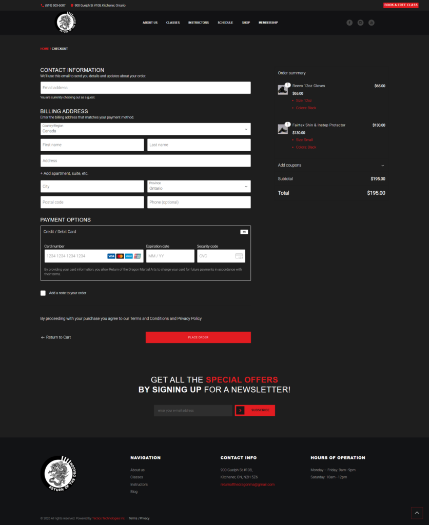 E-commerce check out