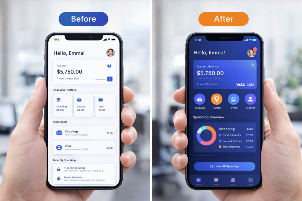 custom mobile app design user interface example