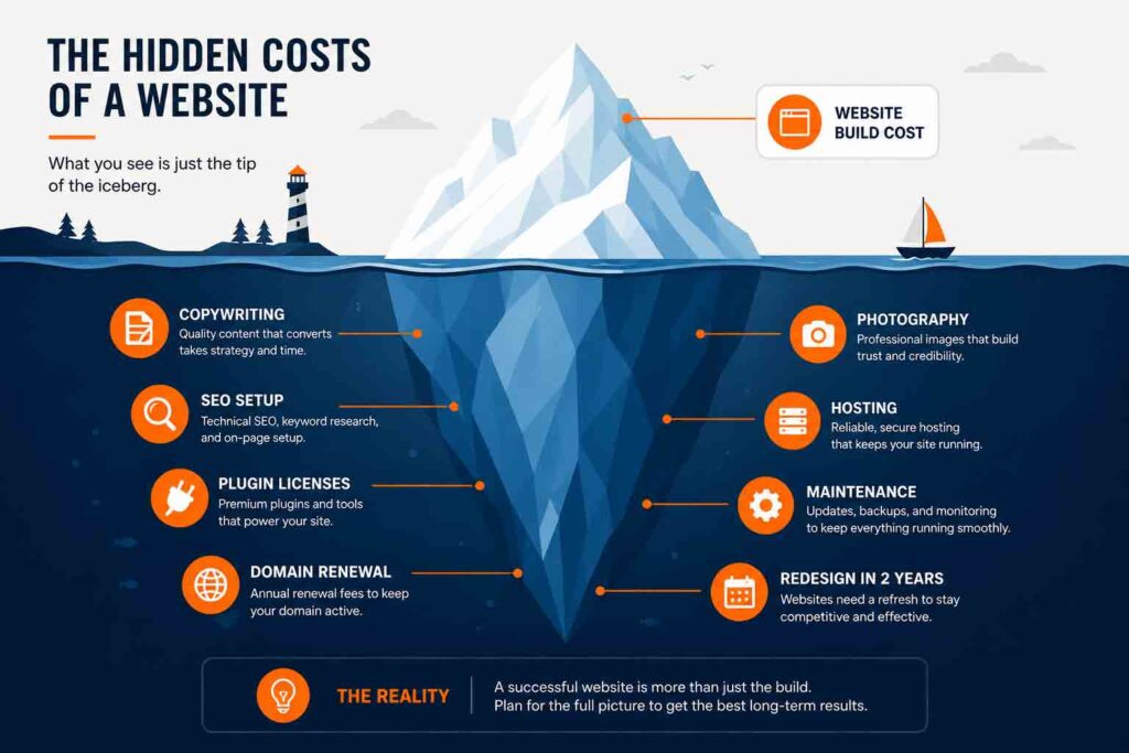 Hidden costs of a website in Canada — the iceberg most agencies don't show you