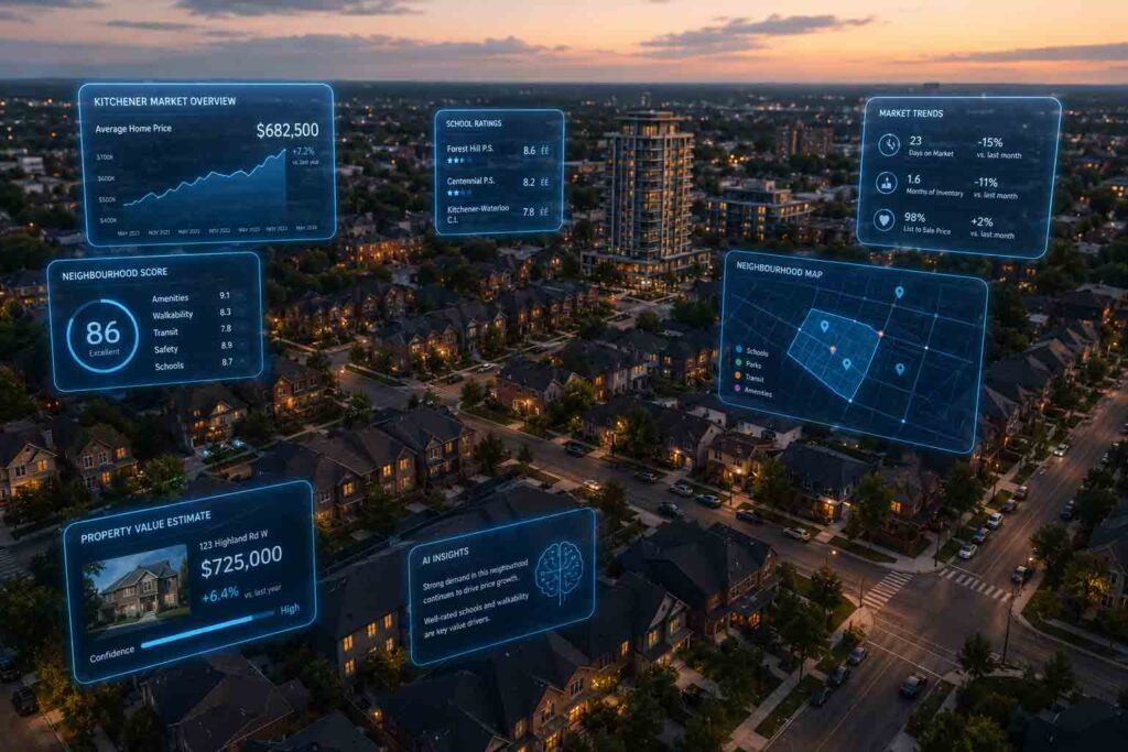 AI analytics and neighbourhood data for Kitchener-Waterloo real estate