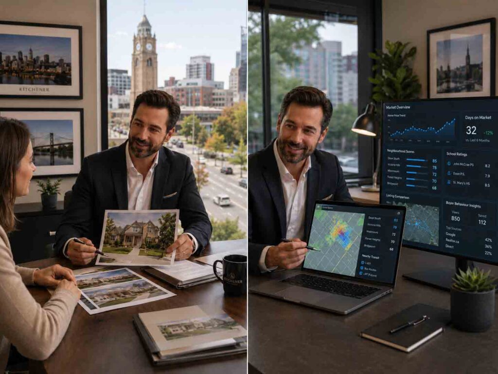 Traditional vs AI-powered real estate office comparison Kitchener